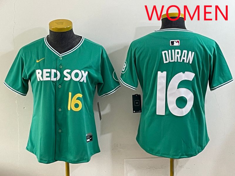 Women 2025 Boston Red Sox #16 Duran Dark Green Joint Name Nike MLB Jersey style 5